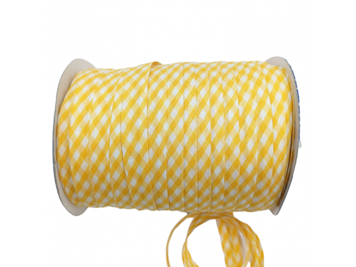 Косая бейка, 15 мм, в желтую клеточку