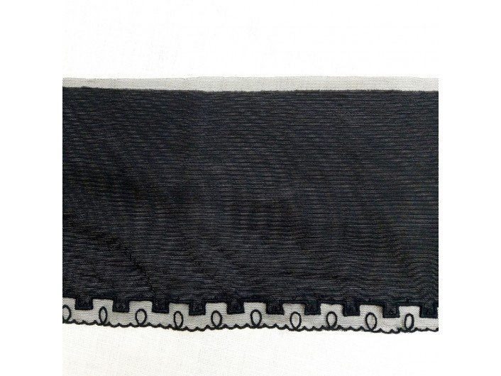 Кружево черное, вышивка на сетке 16 см 