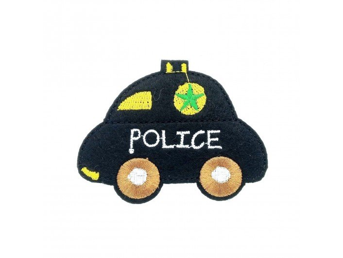 Термоаппликация "авто-полиции" черная 7,2-6см