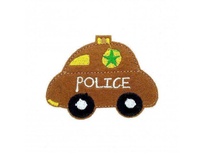 Термоаппликация "авто-полиции" коричневая 7,2-6см