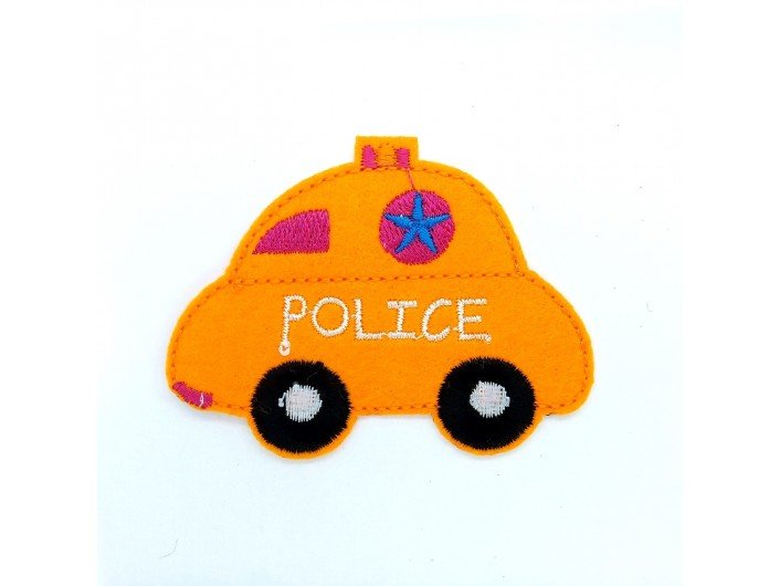 Термоаппликация "авто-полиции" оранжевая 7,2-6см