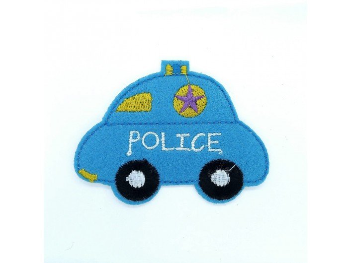 Термоаппликация "авто-полиции" синяя 7,2-6см