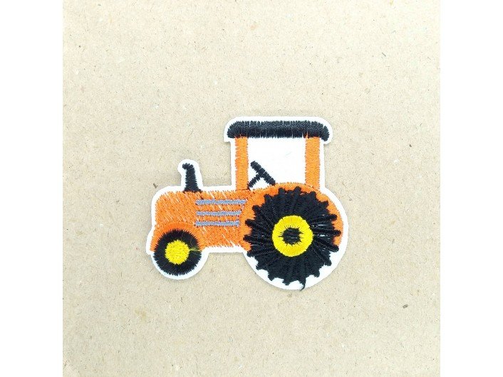 Термоаппликация "трактор " оранжевый 5,5-5см