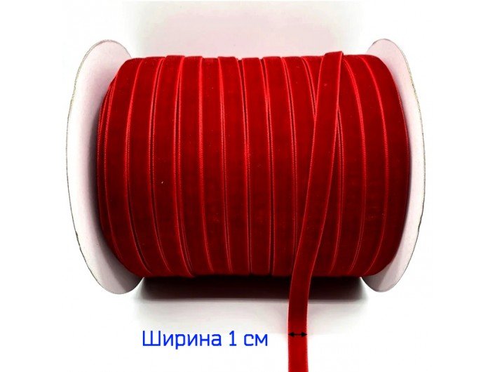 Бархатная лента 10 мм красного цвета