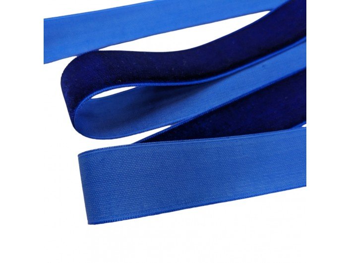 Бархатна лента шириной 2,5 см синяя