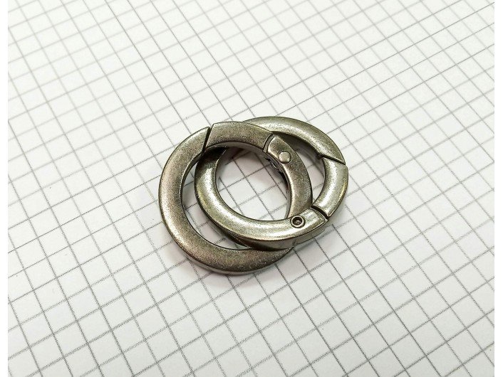 Кольцо-карабин состаренное серебро 20 мм