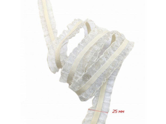 Резинка-рюша 2-х сторонняя 2.5 см. слоновая кость