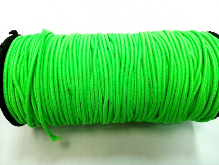 Резинка шляпная зеленая-неон 2 мм
