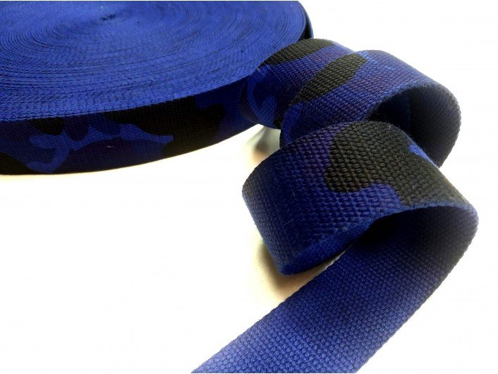 Лента ременная синий камуфляж 3,8 см искусственный хлопок